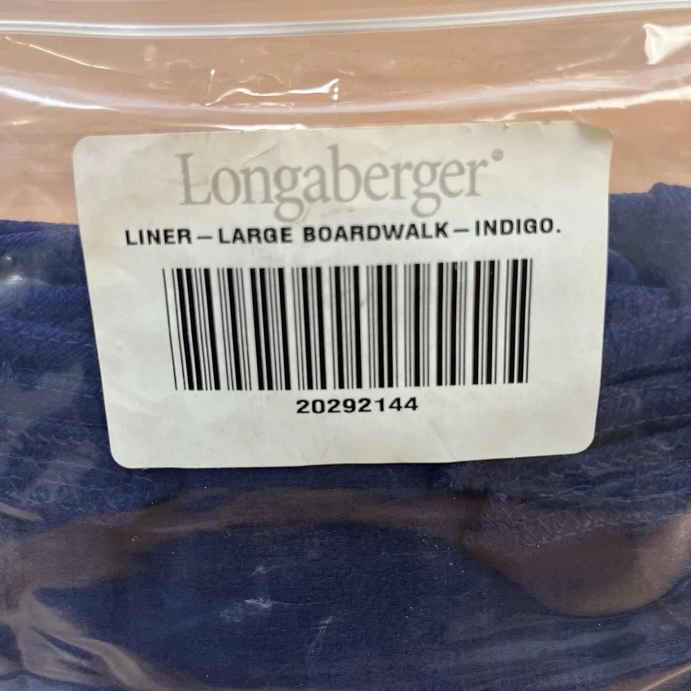 Longaberger Fabric Liner for Large Boardwalk Basket Indigo 20292144‎ NEW